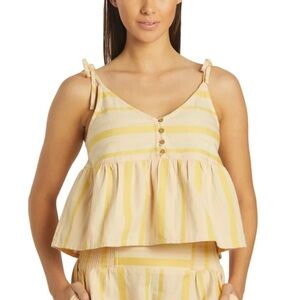 Roxy Tank Top Striped Peplum‎ Tie Shoulder Size Large